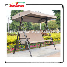 Silla columpio de acero de jardín con 3 asientos al aire libre con techo